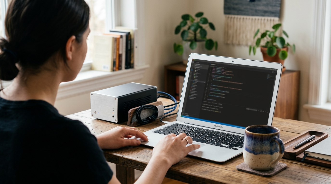 Poste de travail de webmaster avec ordinateur et éditeur de code